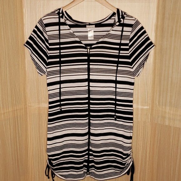 Dotti Black and White Striped Swim Coverup - Picture 1 of 4